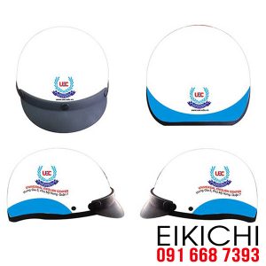 In logo lên nón bảo hiểm quảng cáo theo yêu cầu làm quà tặng khách hàng